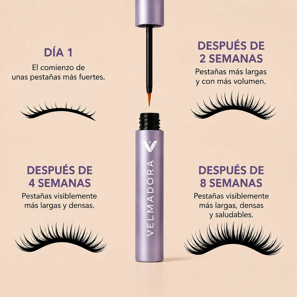 Sérum para Pestañas Velmadora™ – Pestañas Más Largas, Densas y Fuertes