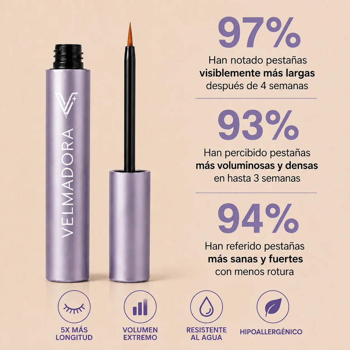 Sérum para Pestañas Velmadora™ – Pestañas Más Largas, Densas y Fuertes